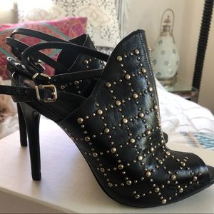 SCHUTZ Leather Gold Studded Stilettos